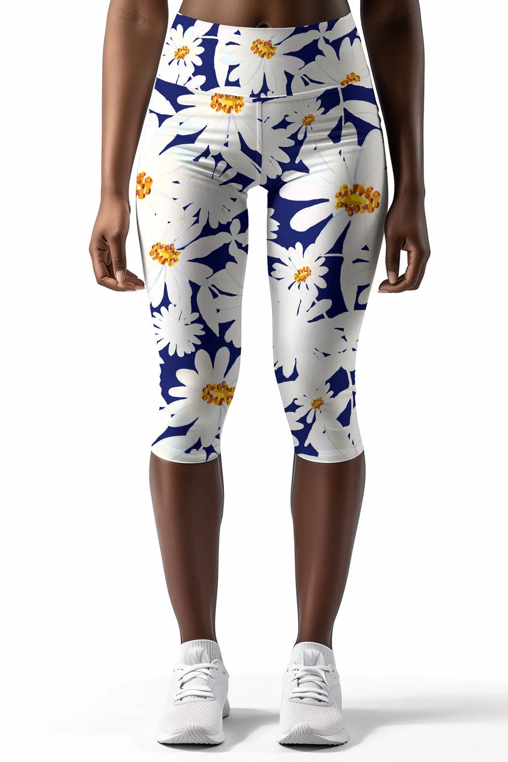 Daisyland Ellie Floral Performance Summer Yoga Capri Leggings - Women