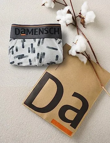 DAMENSCH Deo-Cotton Men's Anti-Bacterial Moisture-Free Cotton Printed Briefs-Stroke Grey-Pack of 1-Medium