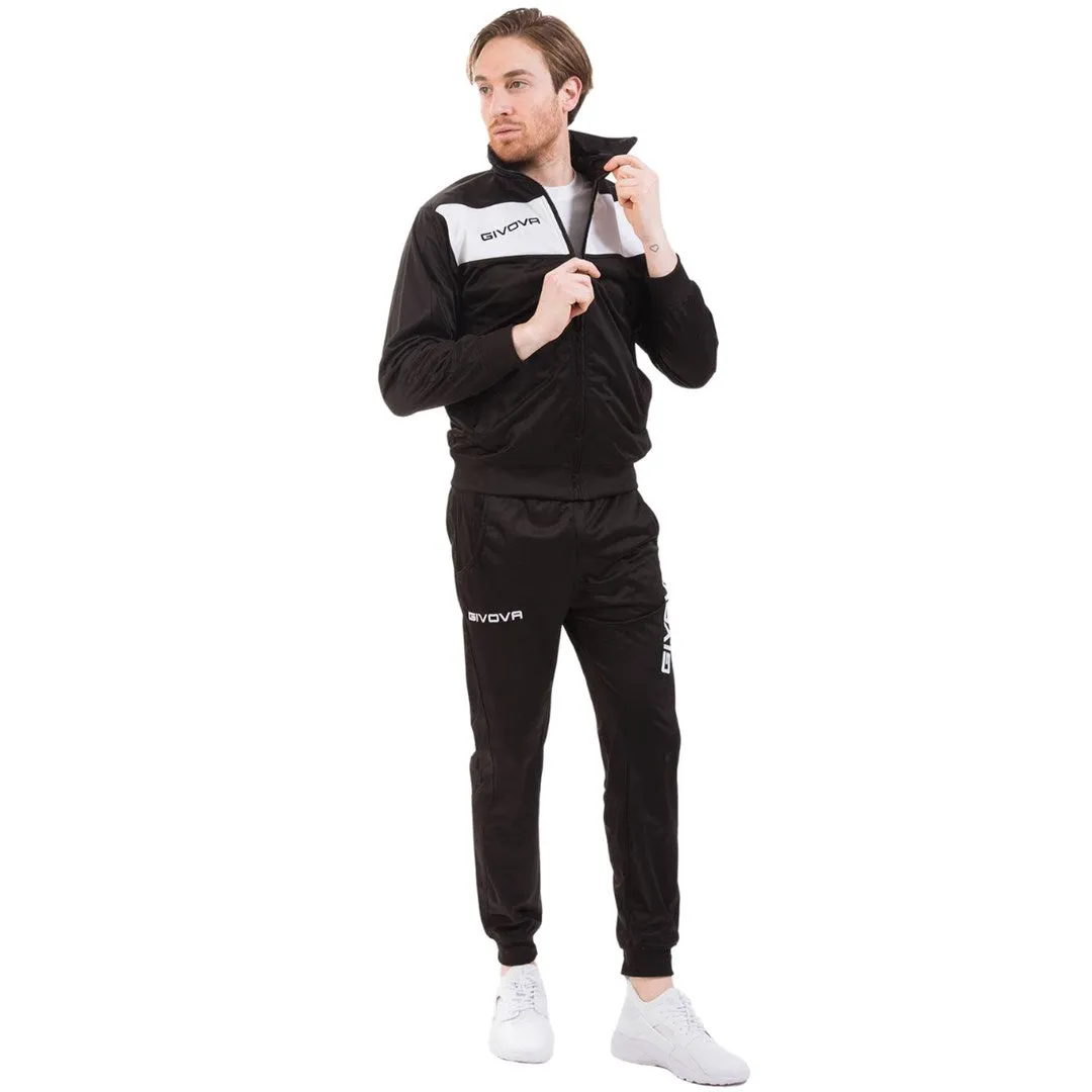 Givova Tuta Visa Triacetato Tracksuit Black & White Tr018 1003 Xs