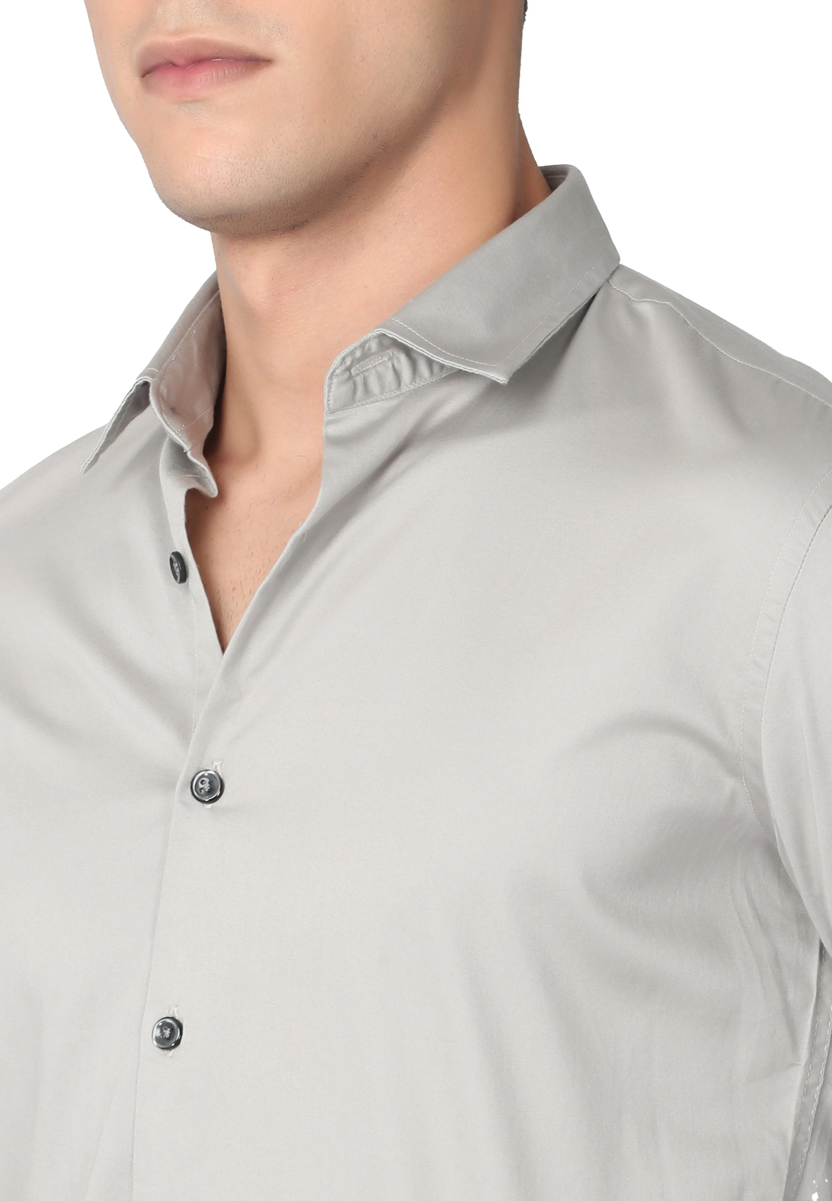 Light Cream Ash Stain Twill Formal Shirt