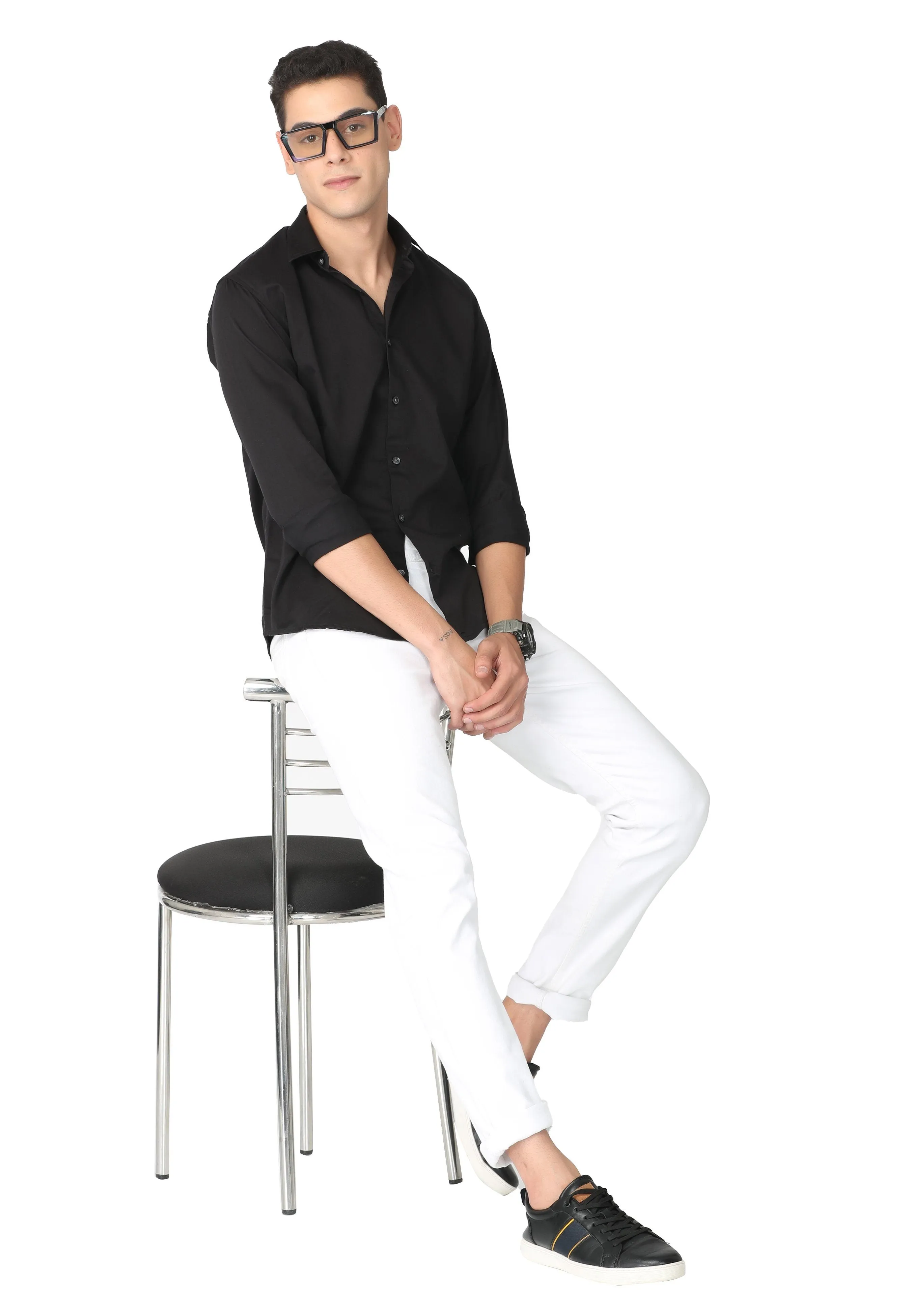 Pure Black Stain Twill Shirt
